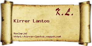 Kirrer Lantos névjegykártya